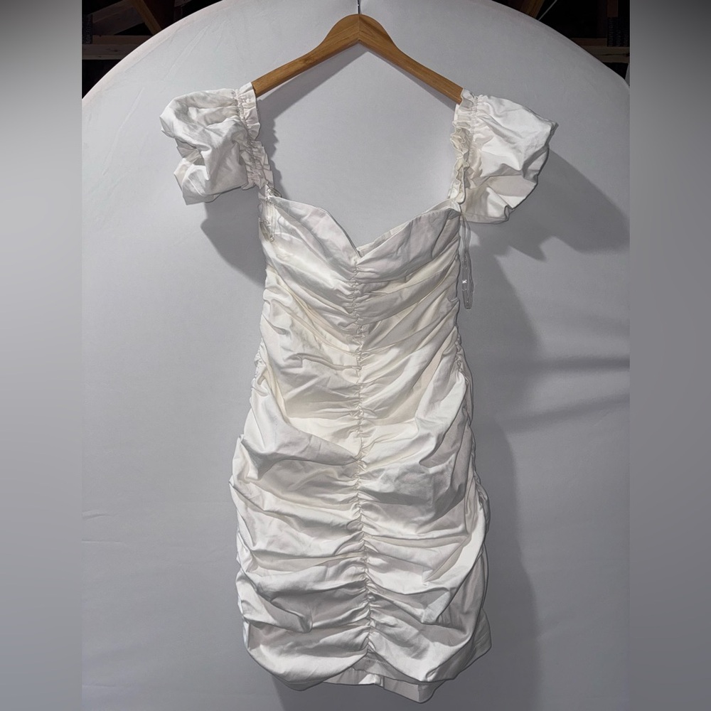 Elegant White Ruched Dress
